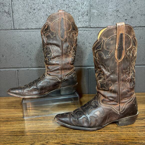 JB Dillon Women’s 10B Cowboy Boots Brown Leather Western Boots Made in Mexico - Picture 2 of 9